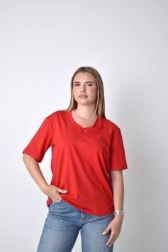 Жіноча футболка з V-подібним вирізом однотонна  3XL-4XL 52-4 фото